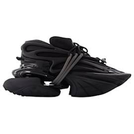 Balmain-Neoprene and Black Leather Unicorn Sneakers-Black