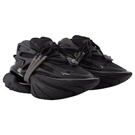 Balmain-Neoprene and Black Leather Unicorn Sneakers-Black