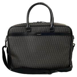 Yves Saint Laurent-Canvas Business Bag-Brown