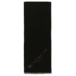 Givenchy-Logo Wool Scarf-Black