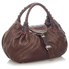 Fendi-Spy Leather Hobo Bag-Brown