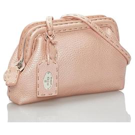 Fendi-Sac à bandoulière en cuir Selleria-Rose