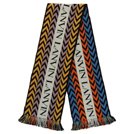 Lanvin-Lanvin Striped Fringed Wool Scarf-Multiple colors