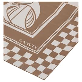 Lanvin-Lanvin Checkered Wool Scarf-Beige