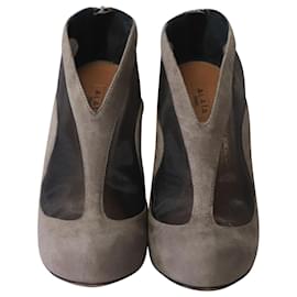 Alaïa-Alaïa Azzedine Ankle Boots in Grey Suede-Grey