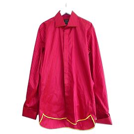 Autre Marque Camicia in seta a righe Ozwald Boateng Bordò
