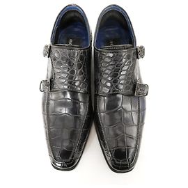 Autre Marque Angelo Galasso Grey Crocodile Shoes Dark grey