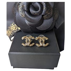 Chanel CC B14Scatola per orecchini classica S Logo Crystal GHW Coco Mark D'oro