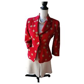 Kenzo Red Wool Jacket with Beige Polka Dots Red