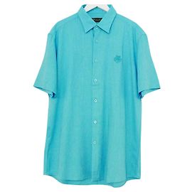 Loro Piana Camicia a maniche corte in misto lino Turchese