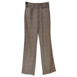 Jean Paul Gaultier Wool Houndstooth Pants Brown Black Brown Black