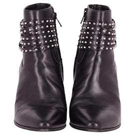 Saint Laurent-Saint Laurent Studded Ankle Boots in Black Leather-Black
