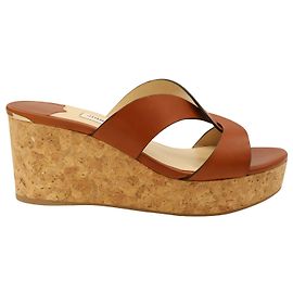 Jimmy Choo Atia 75 Sandálias de cunha em couro marrom Marrom