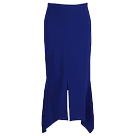 Roland Mouret-Roland Mouret Milton Asymmetric Stretch-Jersey Midi Skirt in Blue Wool-Blue
