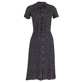 Ralph Lauren Vestido midi de bolinhas em viscose azul marinho Azul Azul marinho