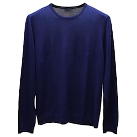 Lanvin-Lanvin Two Tone Sweatshirt in Blue/Black Merino Wool-Blue