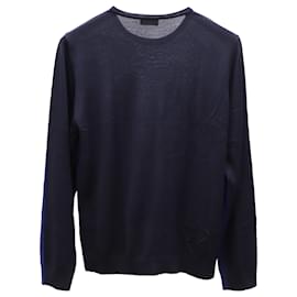 Lanvin-Lanvin Two Tone Sweatshirt in Blue/Black Merino Wool-Blue