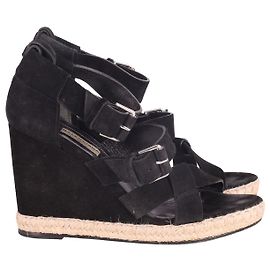 Balenciaga Wedge Platform Sandals in Black Suede  Black