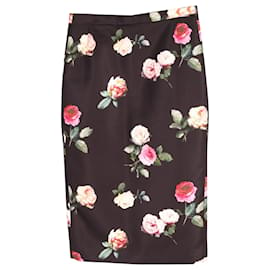 Autre Marque- N.21 Floral Midi Pencil Skirt in Black Print Silk -Other