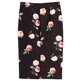 Autre Marque- N.21 Floral Midi Pencil Skirt in Black Print Silk -Other