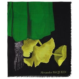 Alexander Mcqueen Bufanda de seta esqueleto en negro/lana multicolor Multicolor