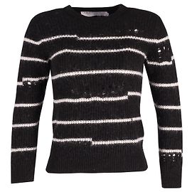 Iro Cleon Gestreifter Strickpullover aus schwarzem Acryl Schwarz