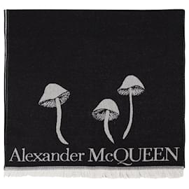 Alexander Mcqueen-Mushroom Scarf in Black Wool-Black