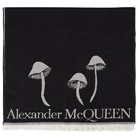 Alexander Mcqueen Bufanda Seta en Lana Negra Negro