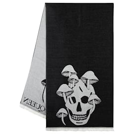 Alexander Mcqueen-Mushroom Scarf in Black Wool-Black