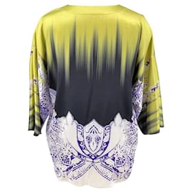 Etro-Etro loose top in silk with chartreuse & purple paisley print-Multiple colors