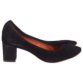 Lanvin-Zapatos de salón con tacón en bloque Lanvin en ante negro-Negro