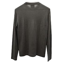 Armani-Armani Collezioni Sweater with White Accent Neckline in Gray Cashmere  -Grey