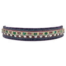 Cinto Prada em veludo roxo com grandes cristais Swarovski Roxo
