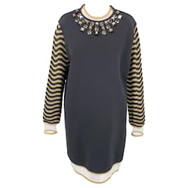 Fendi-Robe de soirée Fendi Gold Edition avec clous-Noir