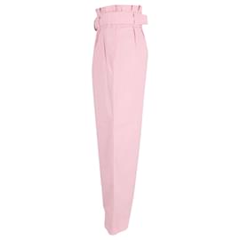 Ganni-Ganni Paperbag-Taille Ripstop-Hose aus rosa Baumwolle-Pink