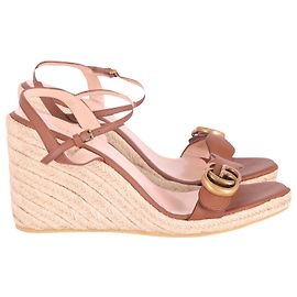 Sandali con zeppa espadrillas Aitana di Gucci in pelle marrone Marrone