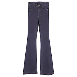 Stella Mc Cartney-Stella McCartney Bellbottom Pants in Navy Blue Cotton-Navy blue