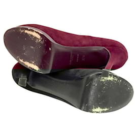 Saint Laurent-YSL Tribute Two platform pumps in burgundy suede-Red,Dark red