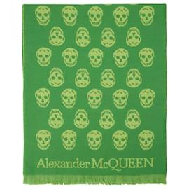 Alexander Mcqueen-Reversible Scarf in Green Wool-Green