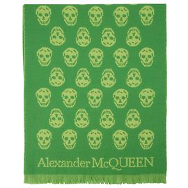 Alexander Mcqueen Bufanda Reversible Lana Verde Verde