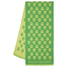 Alexander Mcqueen-Reversible Scarf in Green Wool-Green