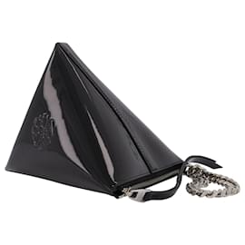 Alexander Mcqueen-The Curve Pouch in Black Patent Leather-Black