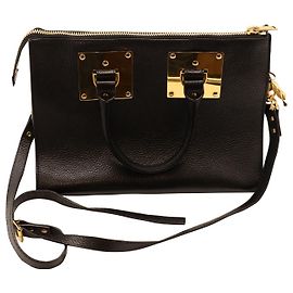 Borsa da bowling Sophie Hulme in pelle nera con cerniera stampata Nero