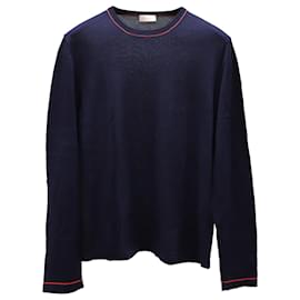 Balenciaga-Balenciaga Sweatshirt with Red Accent Stripes in Navy Blue Cotton -Blue,Navy blue