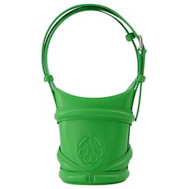 Alexander Mcqueen-The Curve Mini Bag in Green Leather-Green