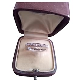 Vintage-Quadratischer Ring aus Weißgold und Diamanten-Weiß