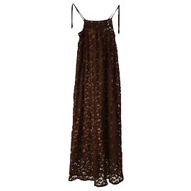 Vestido Maxi de Renda Roberto Collina Marrom