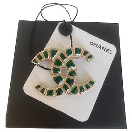 Chanel Broche Collector doré , neuve !! Vert Bijouterie dorée