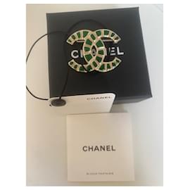 Chanel-Chanel Brooch Collector golden , brand new!!-Green,Gold hardware