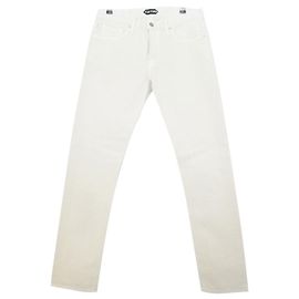 Vaqueros pitillo de algodón de canalé en beige de Tom Ford Beige
